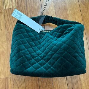 Stoney Clover Lane Dark Green Velour Quilted Handbag NWT